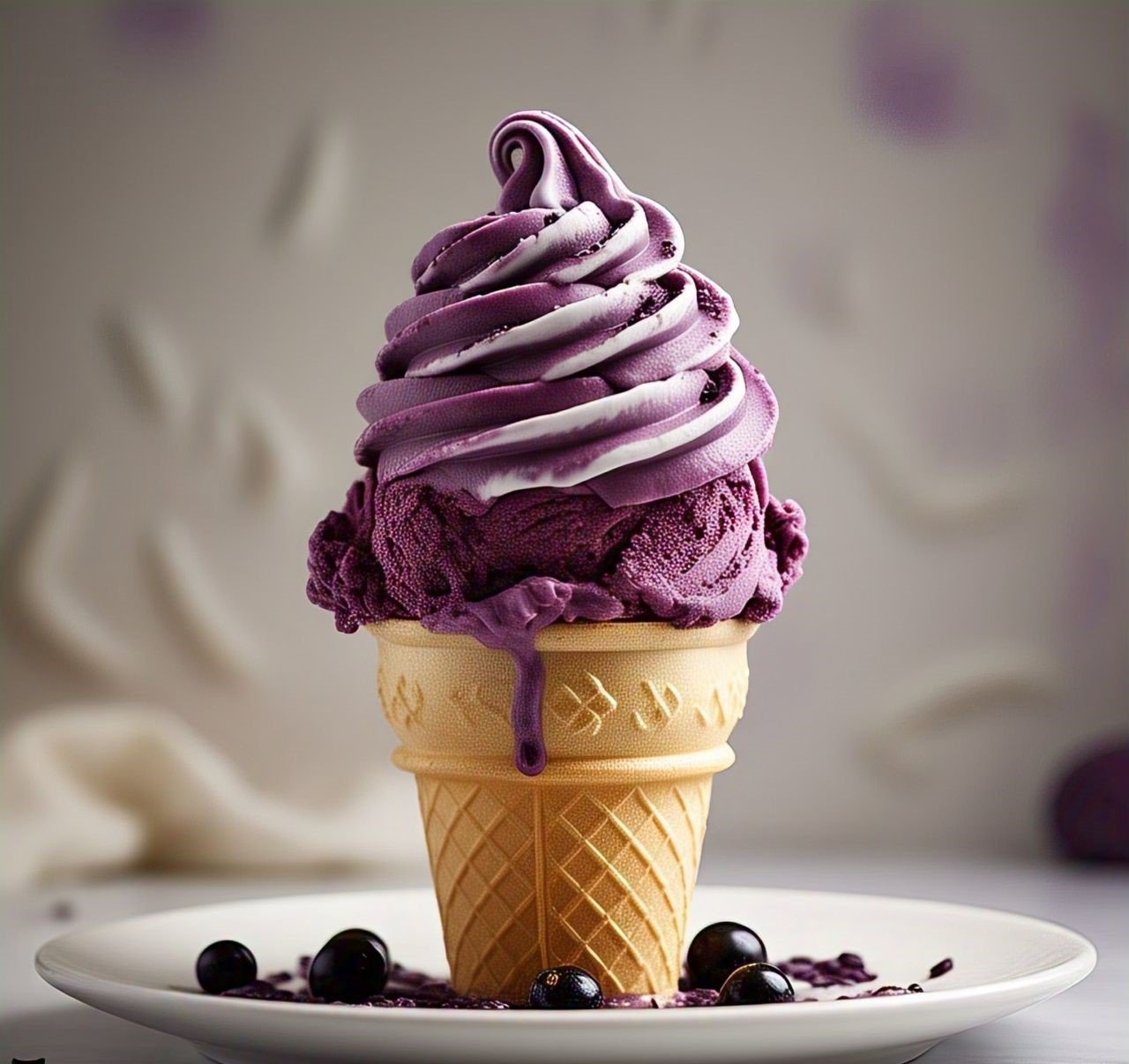 black currant cone ice cream