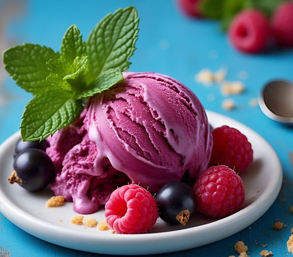 black currant and raspberry ice cream