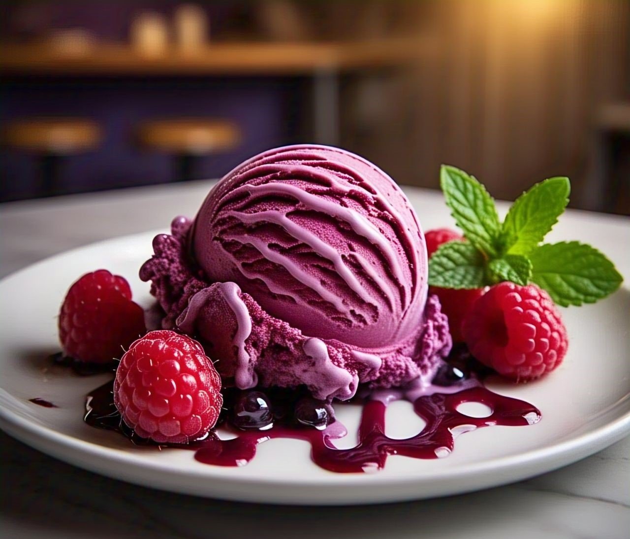 black currant and raspberry ice cream